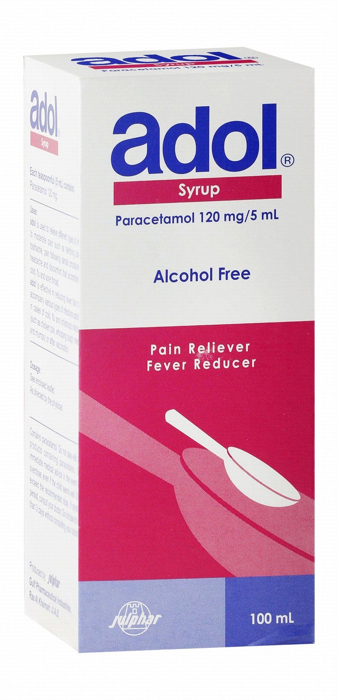 Adol 120mg/5ml Paracetamol Pain & Fever Relief Syrup, 100ml