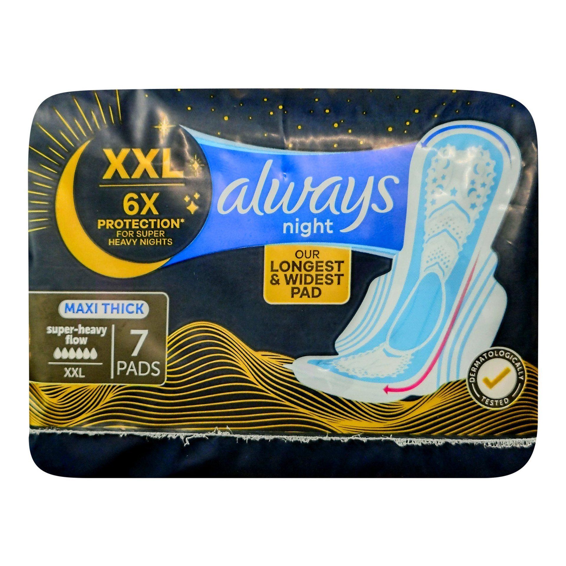 Always DreamZzz Cotton Soft Maxi Thick Heavy Night Pads with Wings, 7 Pieces