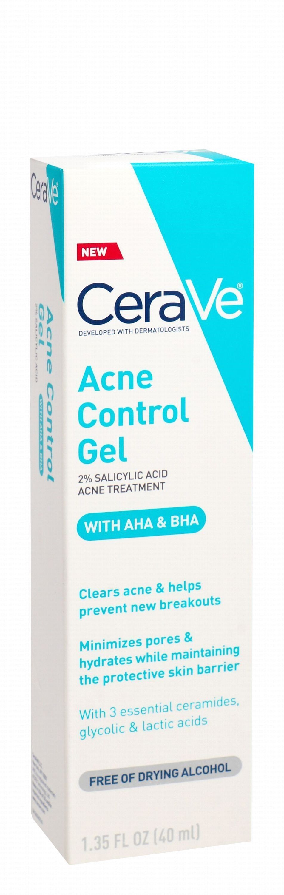 CeraVe 2% Salicylic Acid Acne Control Gel with AHA & BHA, 40ml